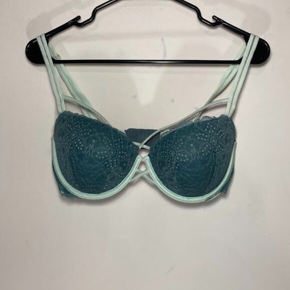 PINK Victoria's Secret Teal Lace Date Push-Up Bra - Picture 1 of 3